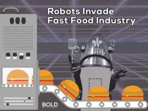 A robot making hamburgers - an example of automation in fast food industry.