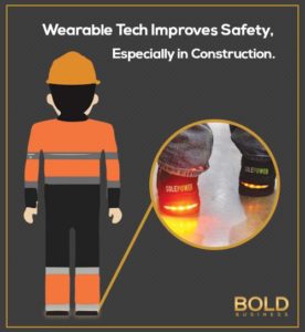 A construction worker illustrating wearable safety innovations in the workplace.