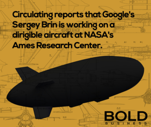 Infographic of Google's secret dirigible aircraft silhouette. 