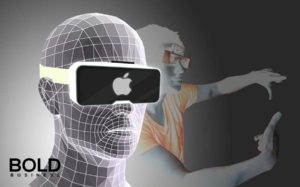 Futuristic human graph with Apple AR glasses