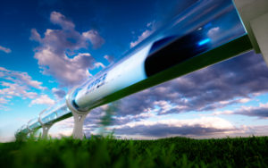 High speed train in countryside.
