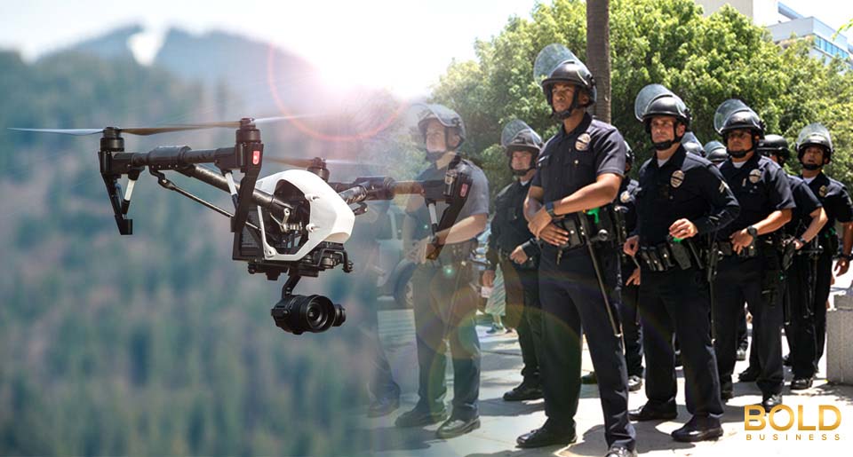 swat teams watches drone flight