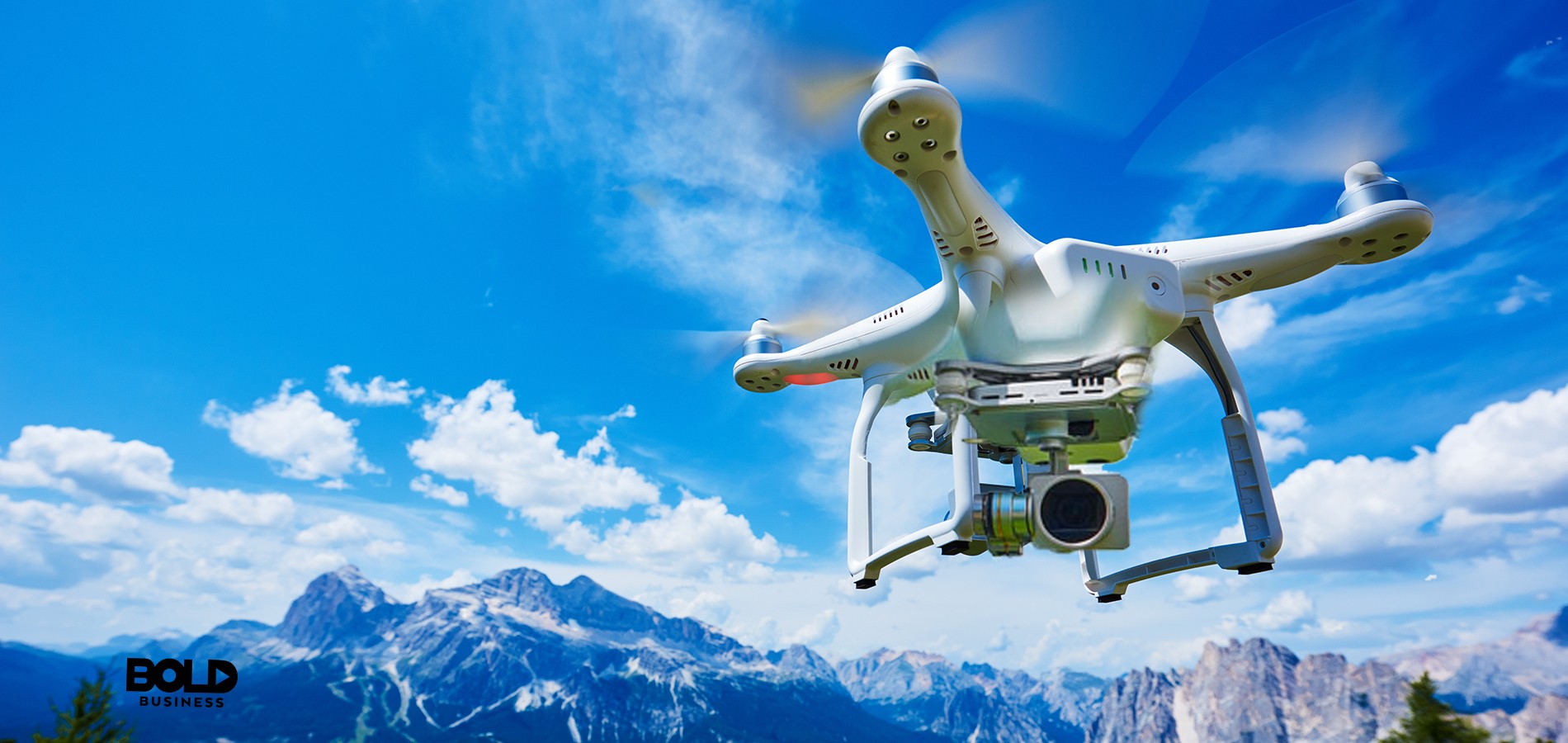 Drone with mountain in background.