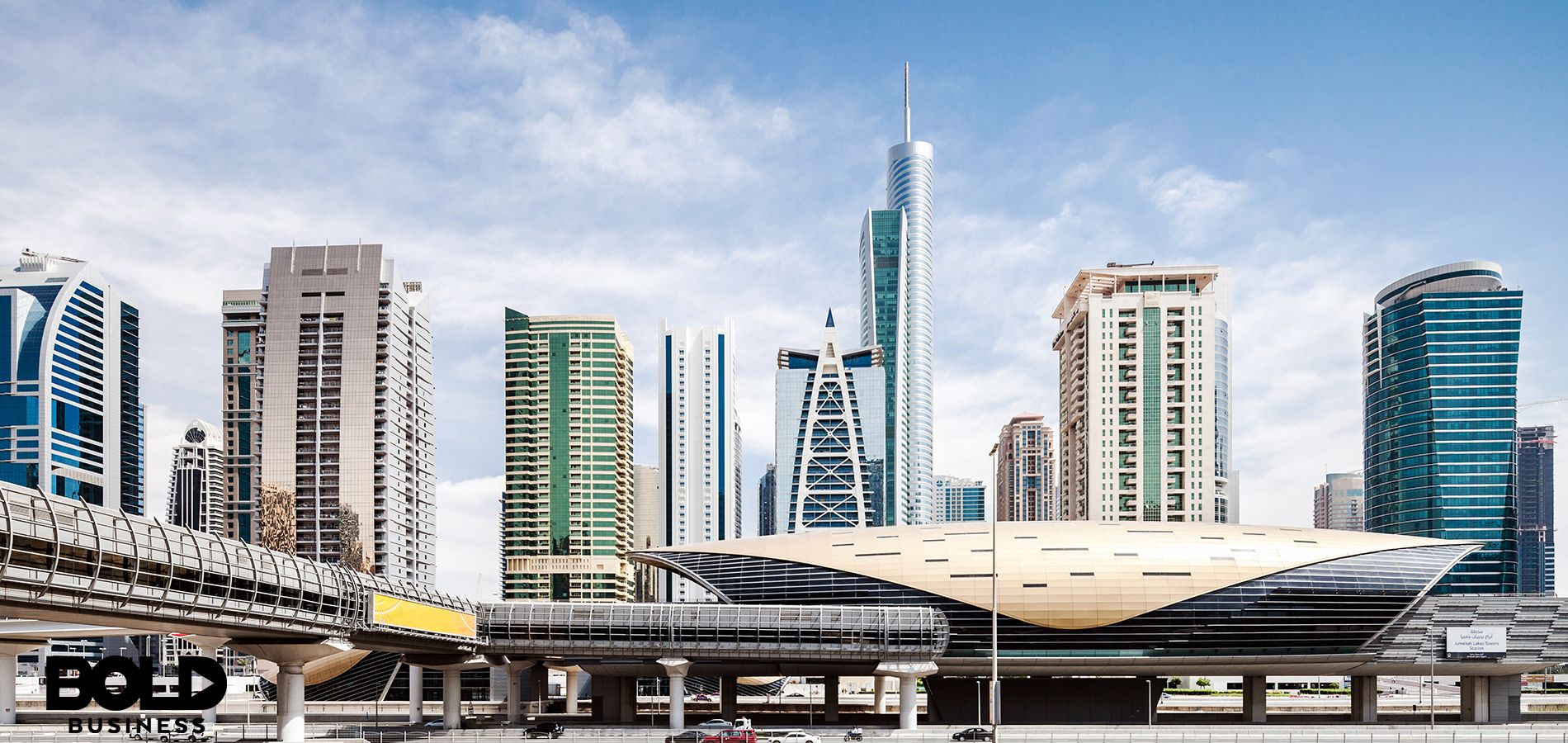 Futuristic city skyline with alternatives to driving a car