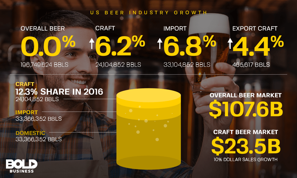 US Beer Industry Growth Infographic showing market and craft market