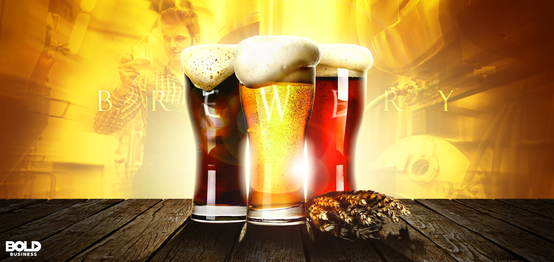 glasses of light, golden and dark beers