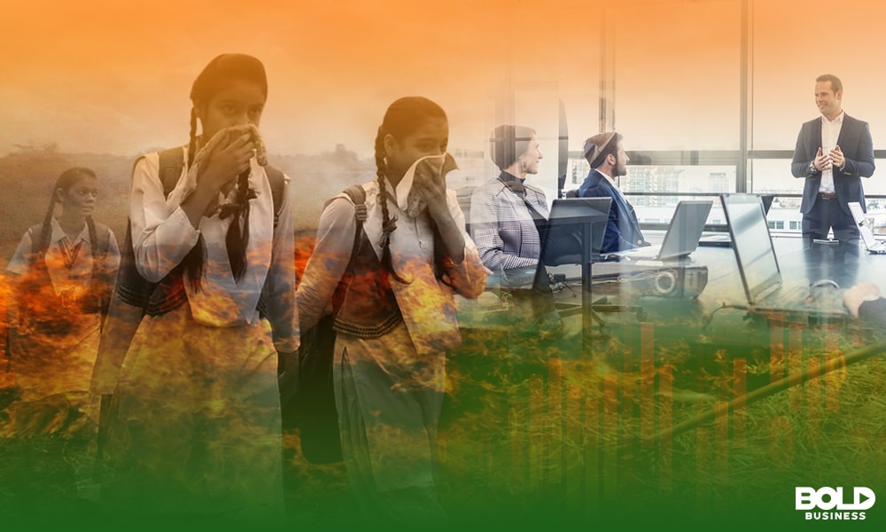 Haze contributing to air pollution in India due to farmers burning rice paddy