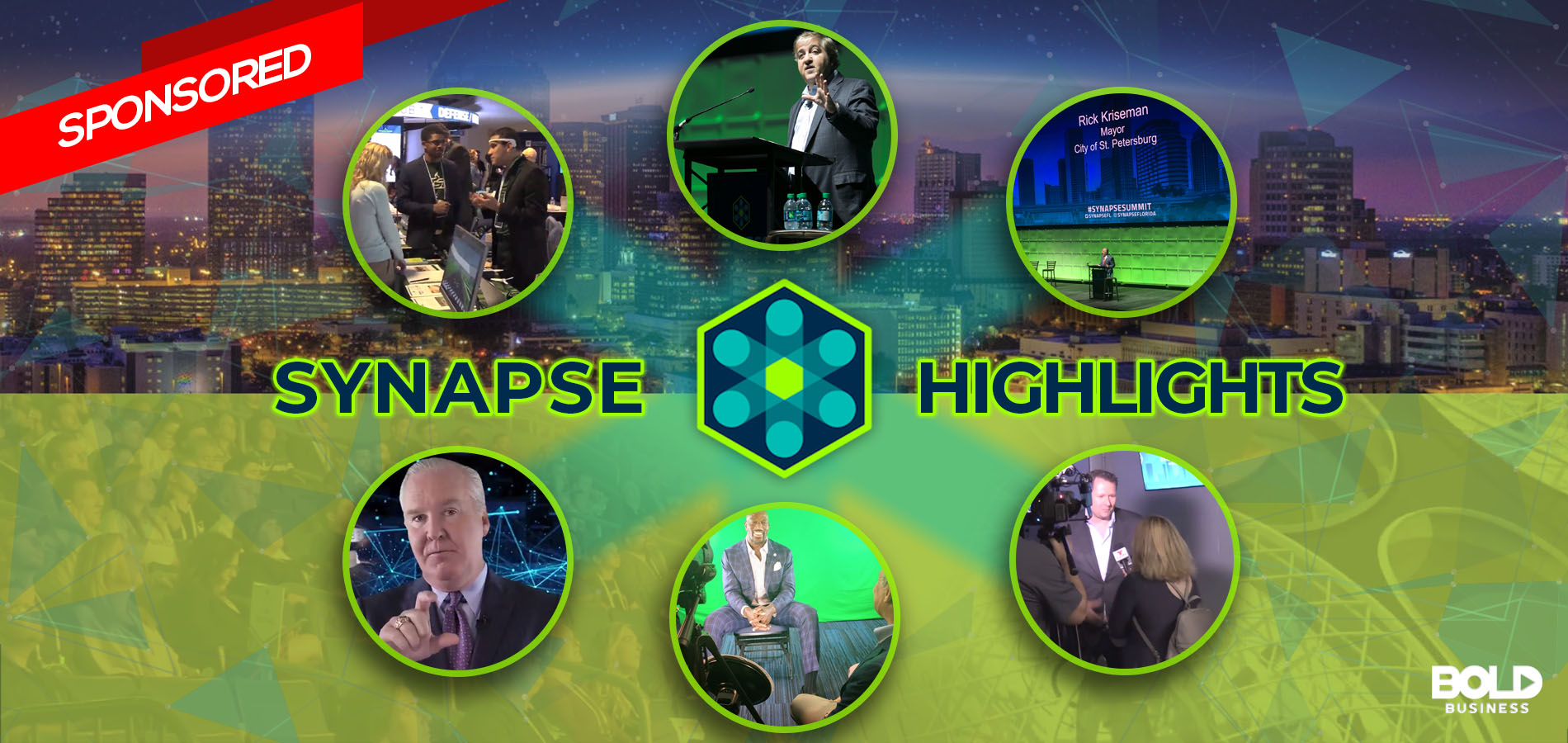 a photo containing a montage of images from the conference with highlights (that is, a sponsored Synapse Sizzler) from the Synapse Innovation Summit 2018