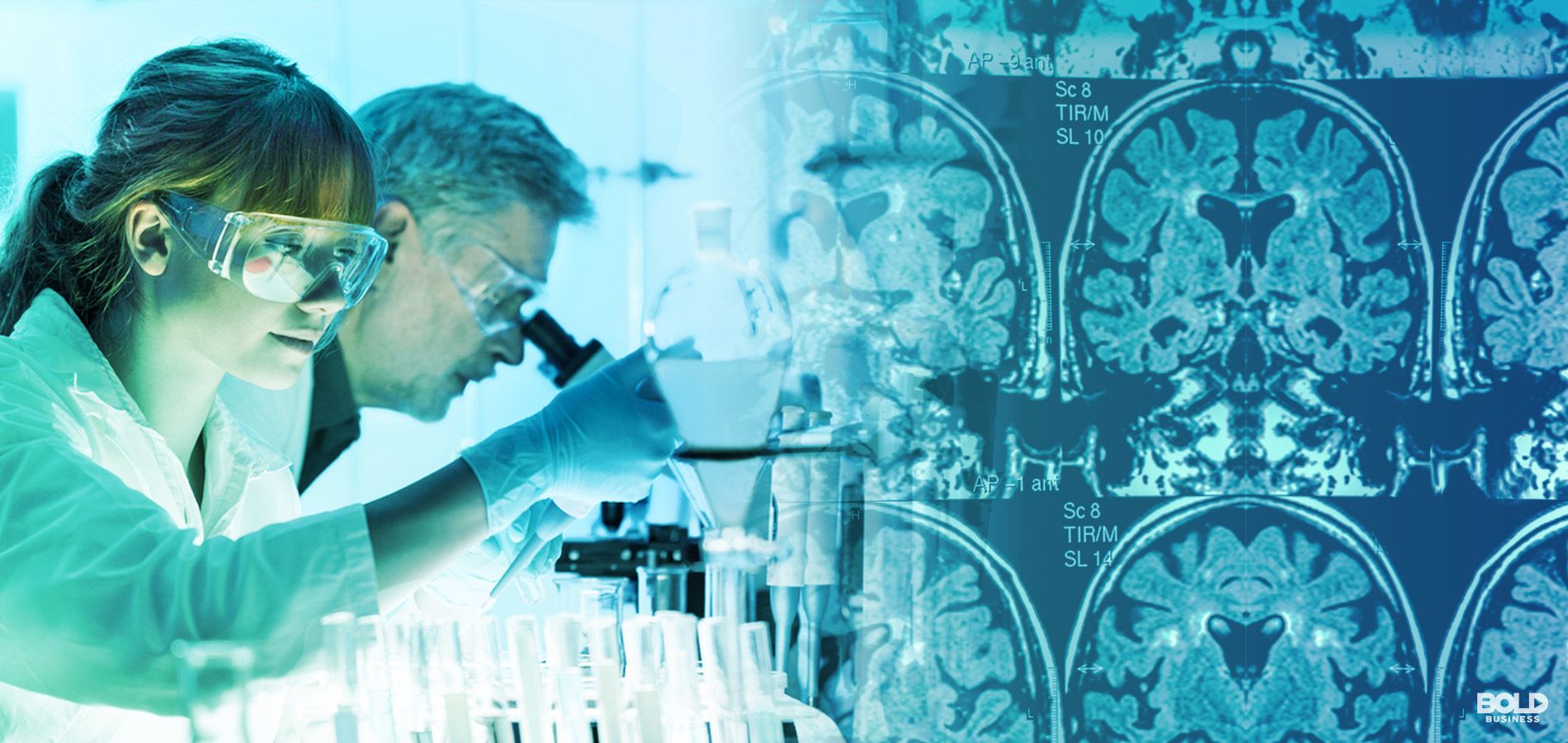 male and female scientists working in a lab