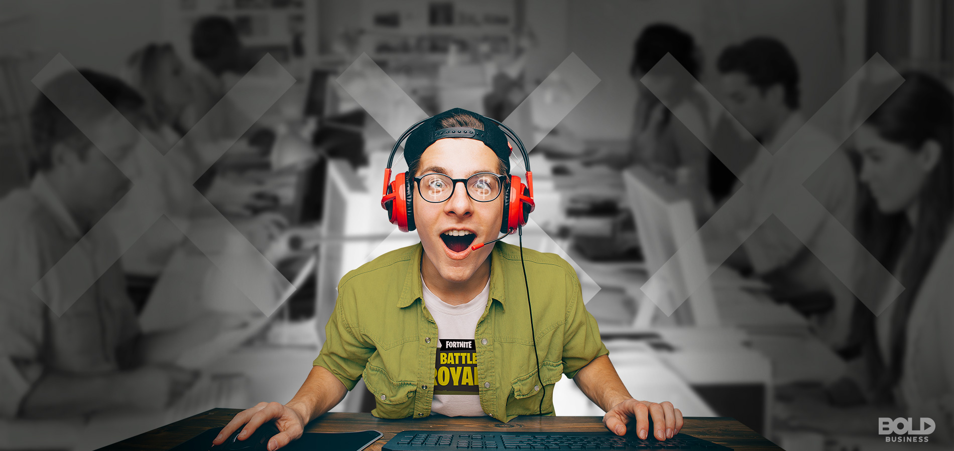 how to make money playing video games, player in green shirt excited about a game