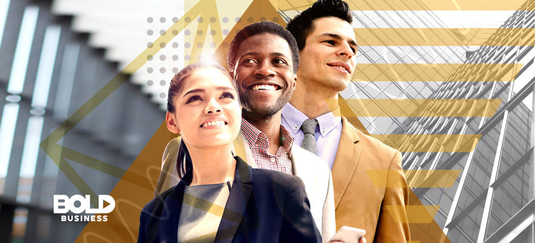 A young woman and two men posing amidst the fact that Millennials in the Workplace are Shaping Businesses and Leadership