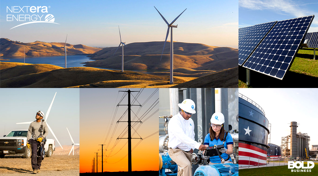 a collection of photos of NextEra plants and workers working towards progressing NextEra Energy Battery Storage pursuits