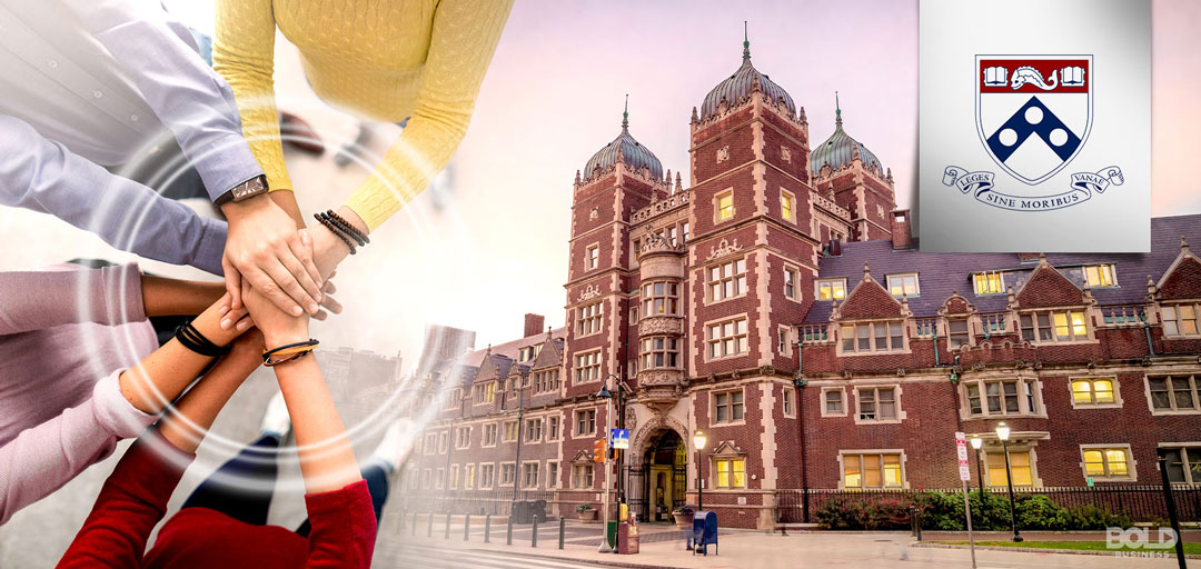 university of pennsylvania in philadelphia logo and facade of the campus