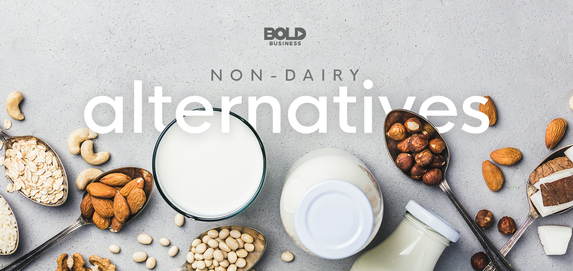 a photo of different sources of non-dairy alternatives or dairy-free alternatives, such as almonds, oats, soy, etc.