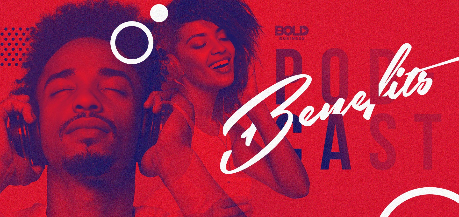 a photo of a man and a woman listening to a podcast, the rising trend of companies recognizing the benefits of podcasts and the benefits of podcasting for business