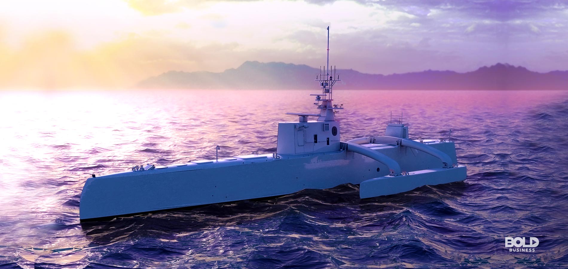 a photo of one of the autonomous ships envisioned to exist in today's world