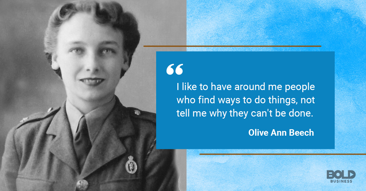 a photo quote of Olive Ann Beech on surrounding oneself with doers and not complainers