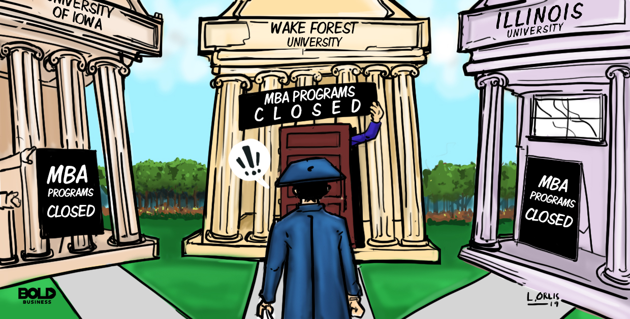 business school mba programs shutting down cartoon