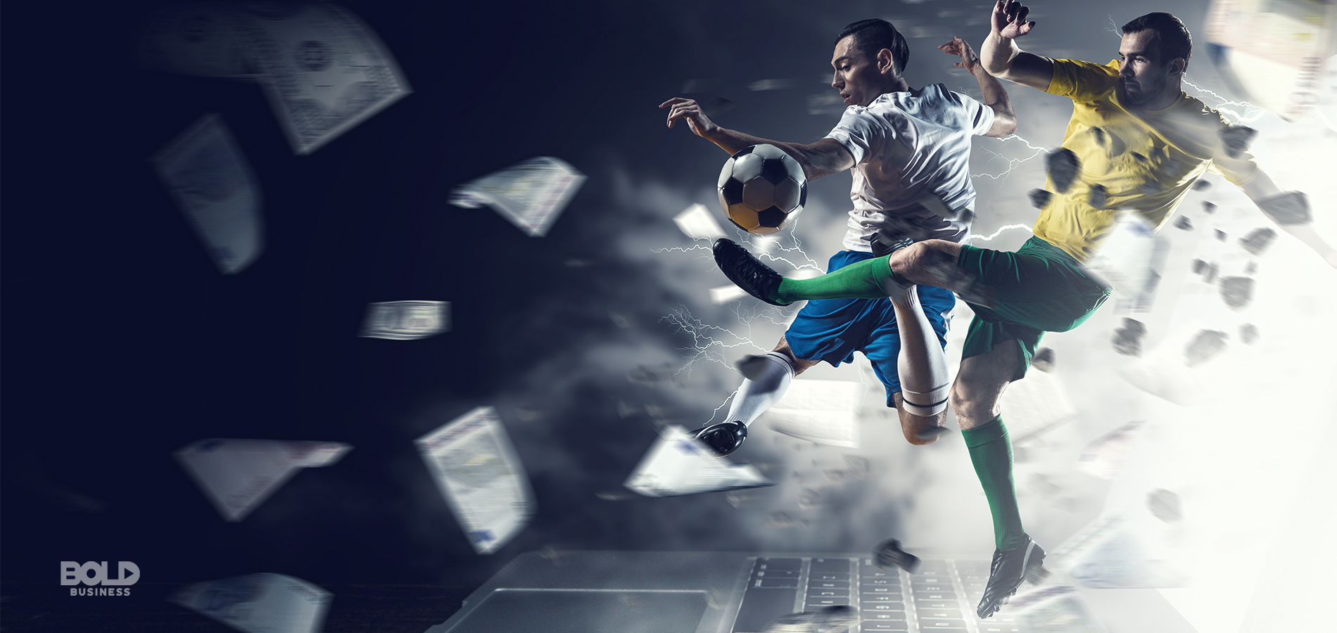 legal sports gambling soccer players on top of a keyboard