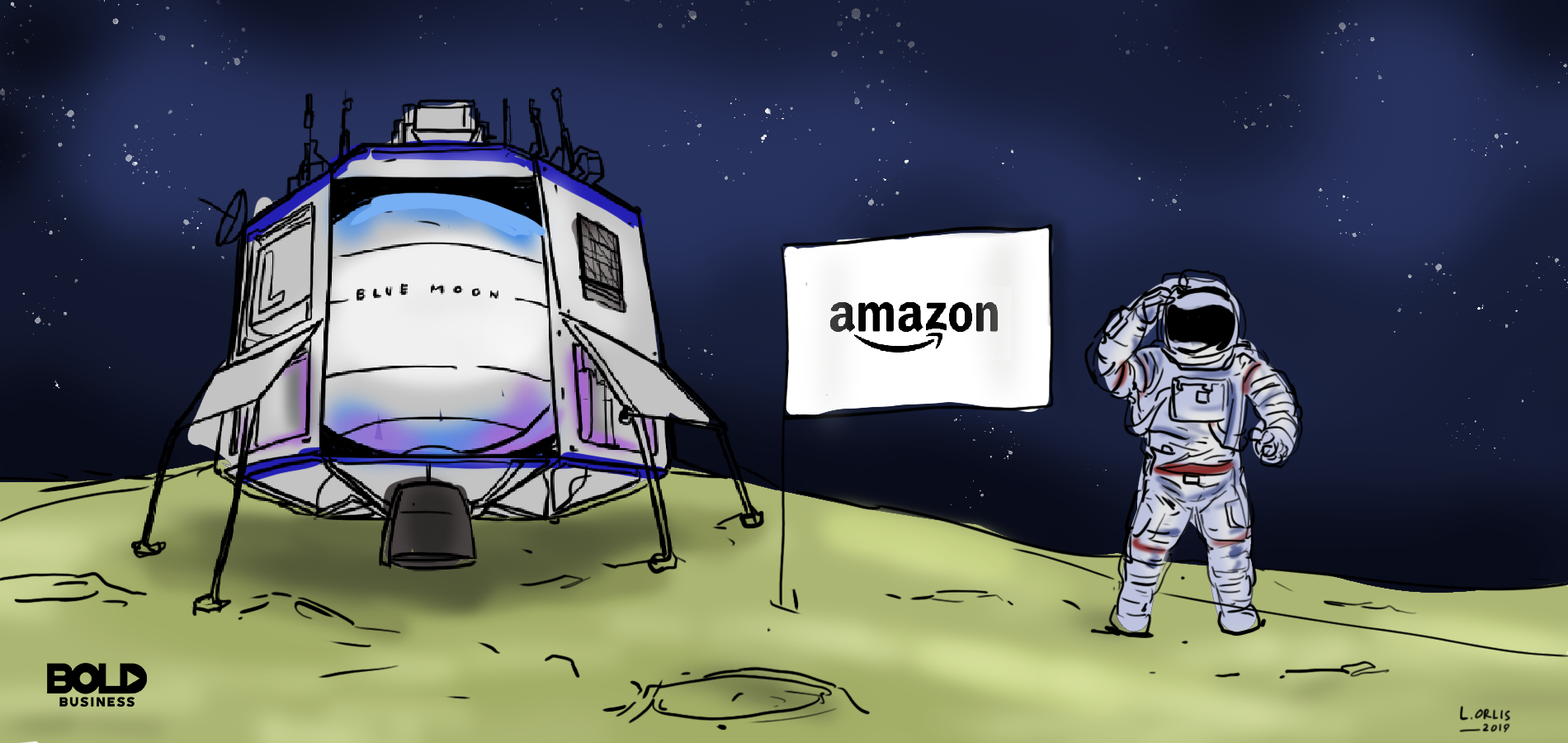 Blue Moon Lunar Lander cartoon
