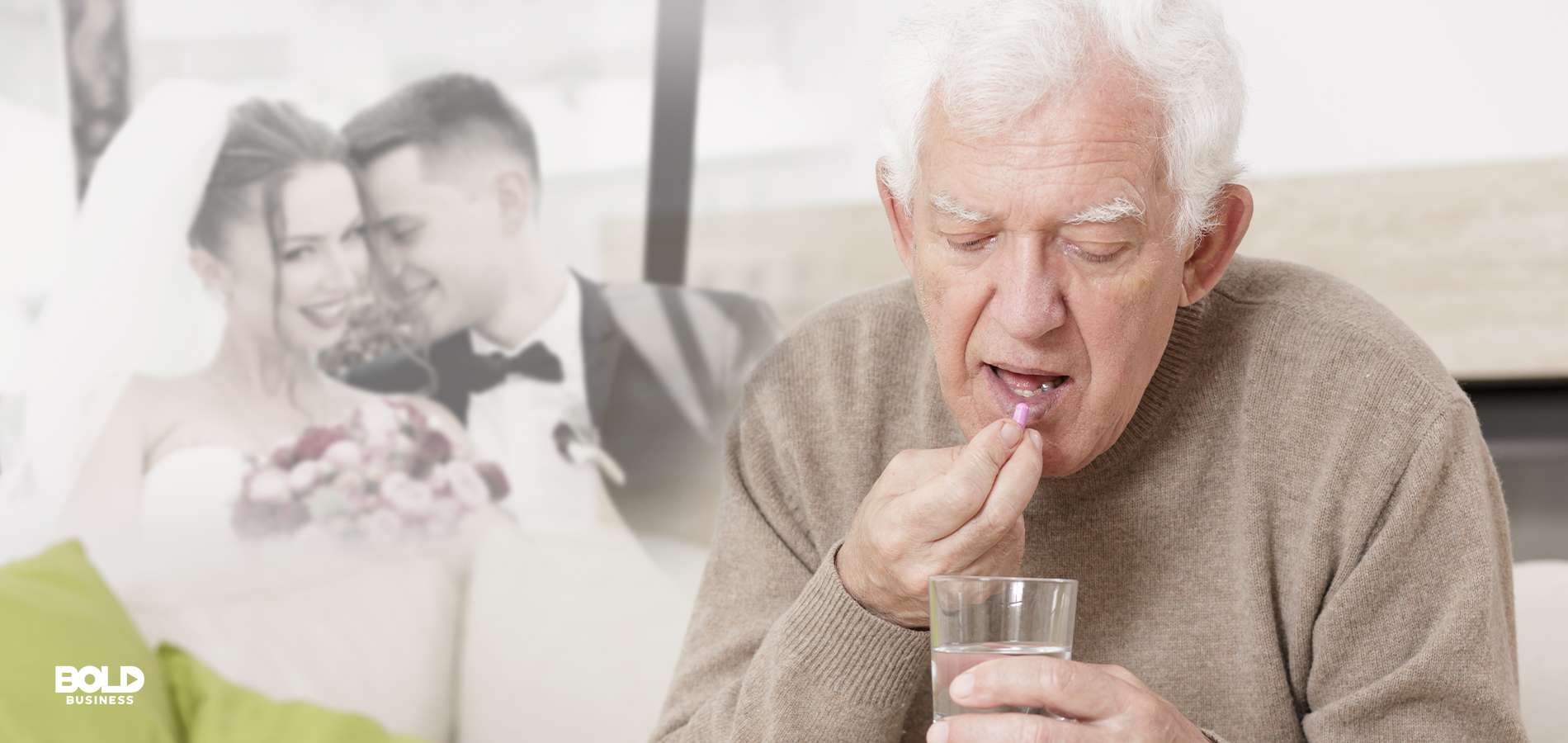 Old man takes a memory-erasing pill.