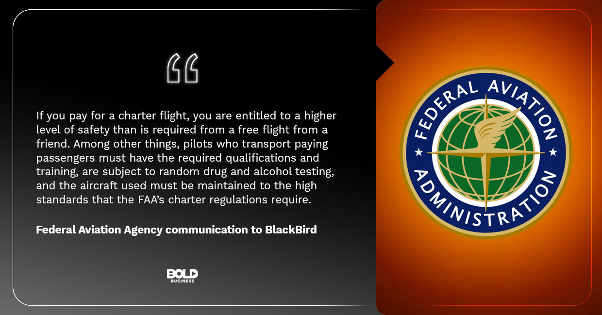 BlackBird Planes, FAA communication to BlackBird