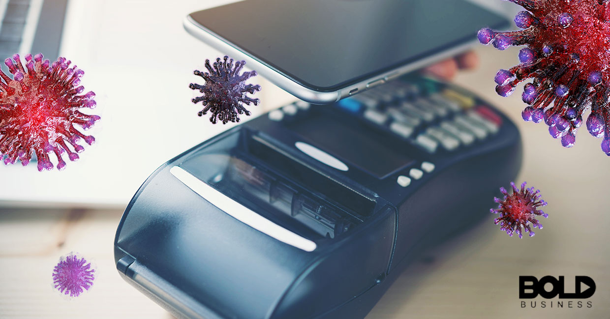 A contact-free transaction with coronavirus everywhere