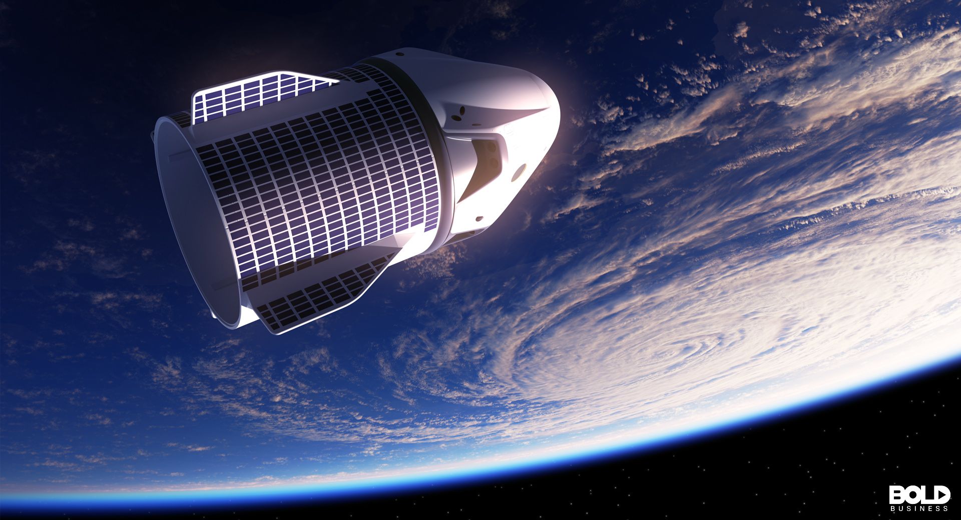 A capsule orbiting the Earth