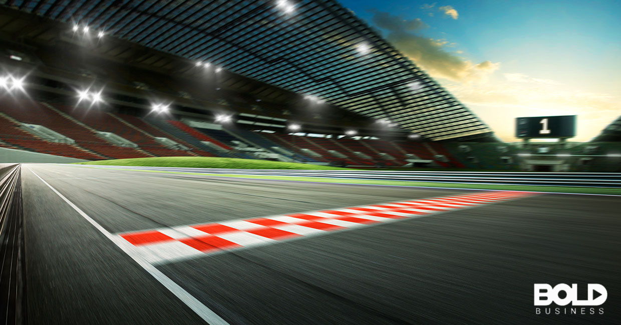 A finish line at some race track