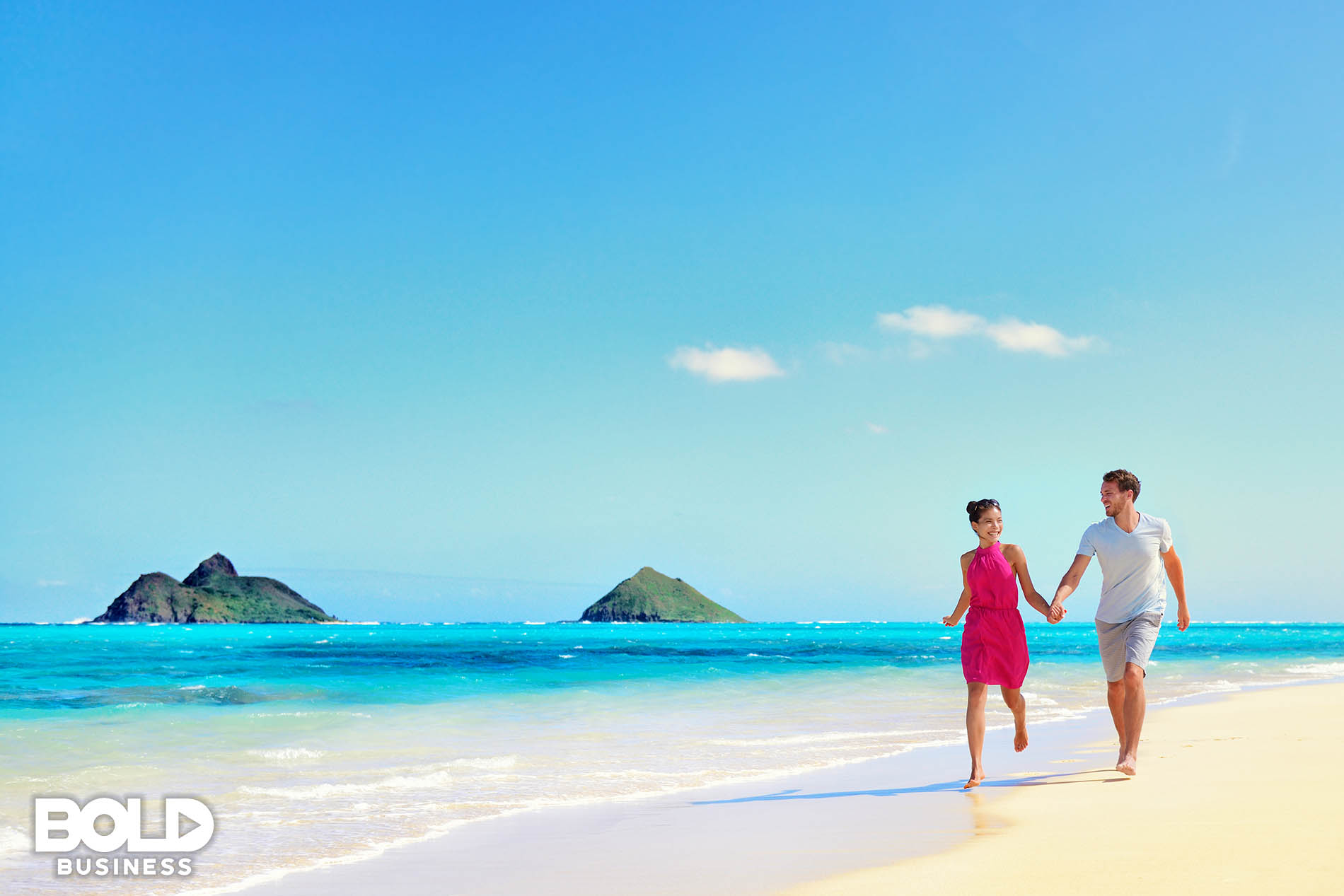 A couple on vacation on a lonely beach