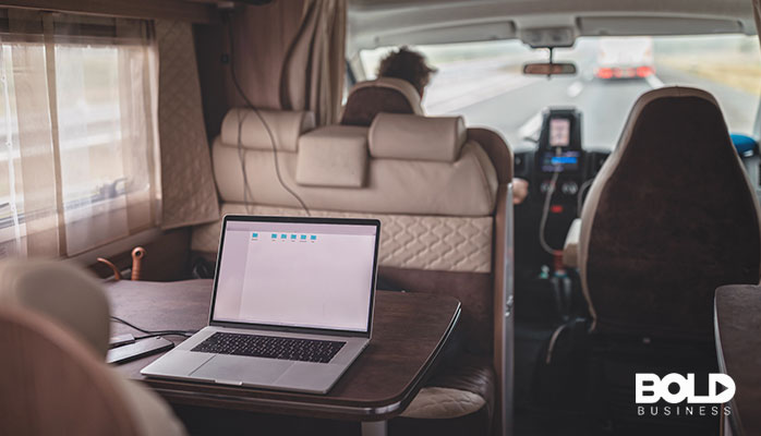 The view inside someone's van/office