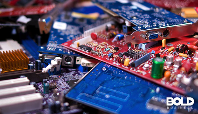 A bunch of colorful motherboards just lying there