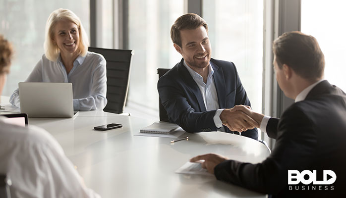 A group of business people reaching an agreement