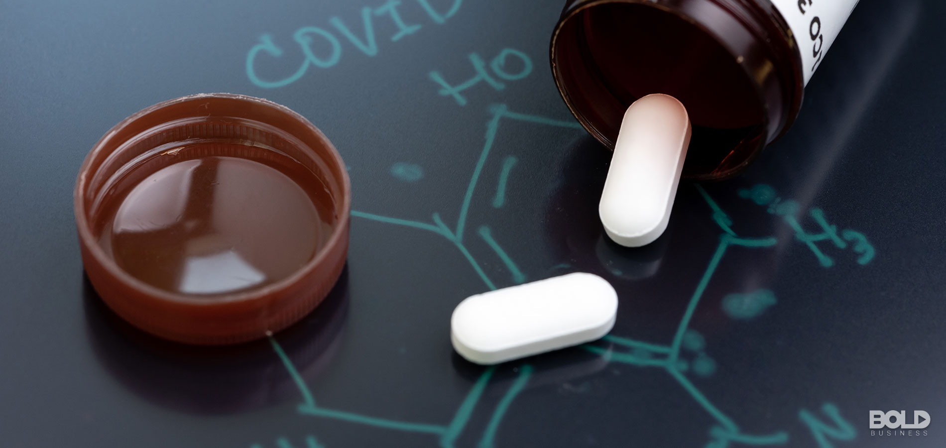 A couple of COVID-19 treatment caplets just lying there