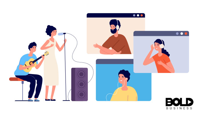 A cartoon of a bunch of people partying