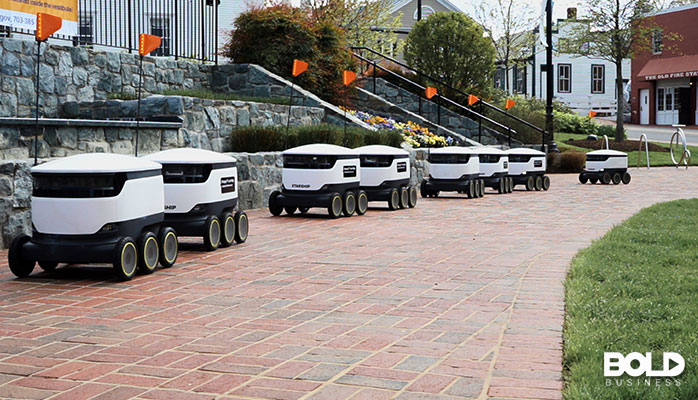 A fleet of autonomous robots delivering food