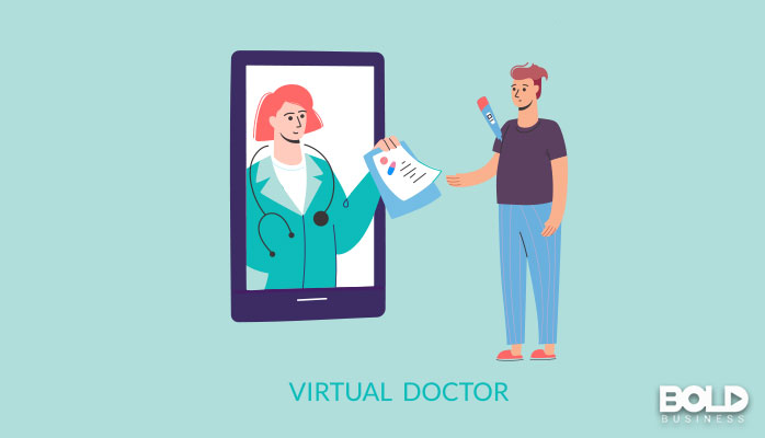 A cartoon of a doctor living in a giant phone
