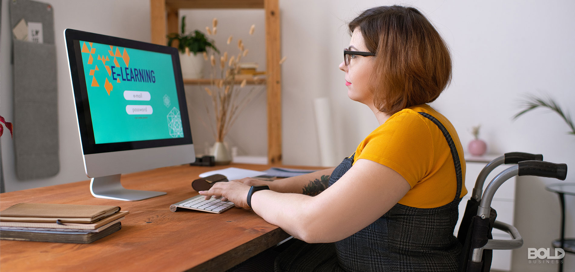 Some woman taking an online education course