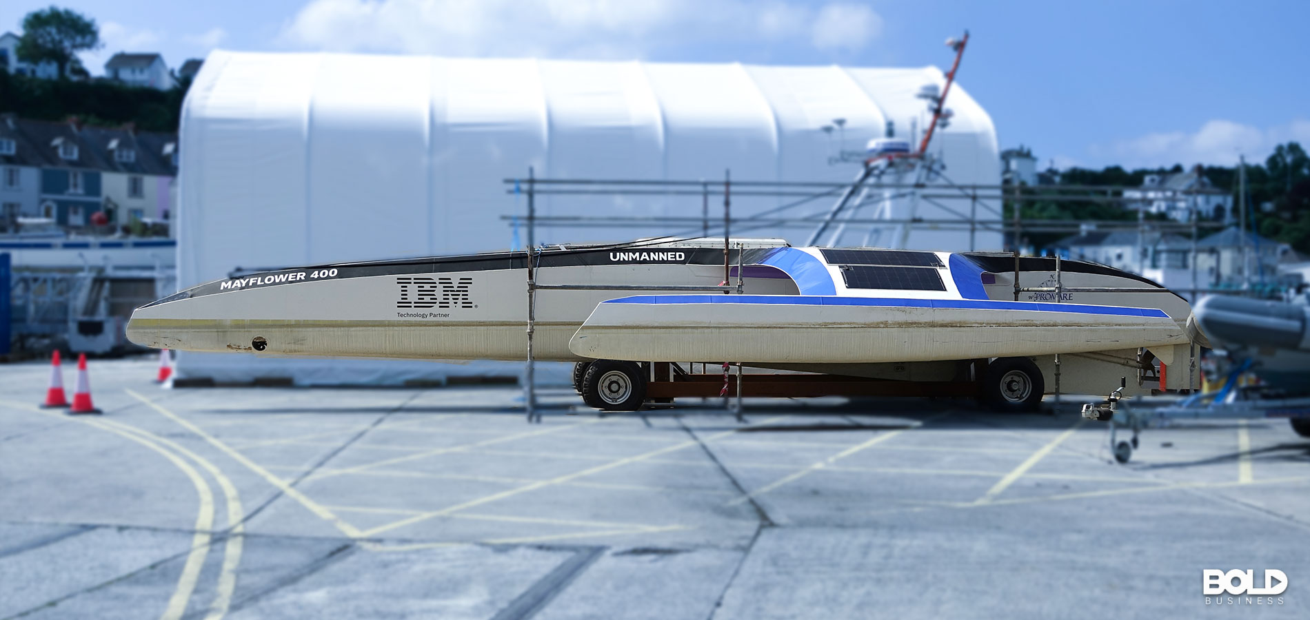 An autonomous boat out of its natural habitat
