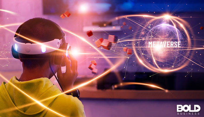 A kid with a headset entering the metaverse
