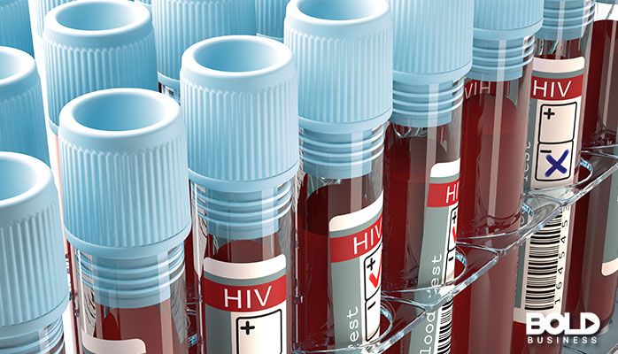 A bunch of blood samples in test tubes