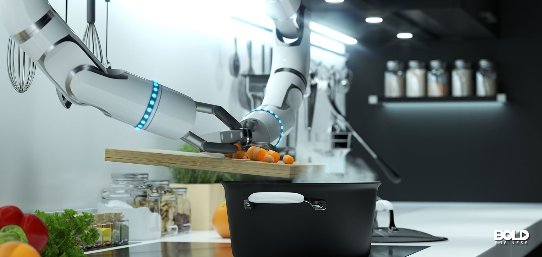 A robot preparing food in an automat