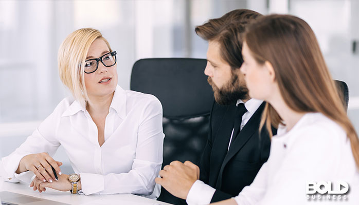 A boss giving her employees the what for