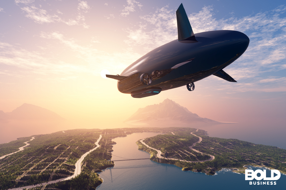 An airship coming in for a landing