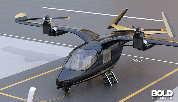an air taxi parked on the tarmac
