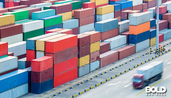 A bunch of shipping containers stacked