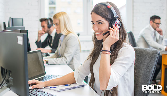 A bunch of happy call center workers