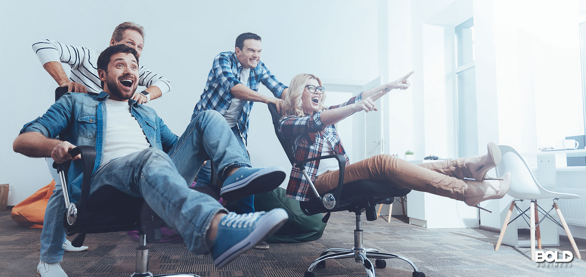 A bunch of people wigging out at work