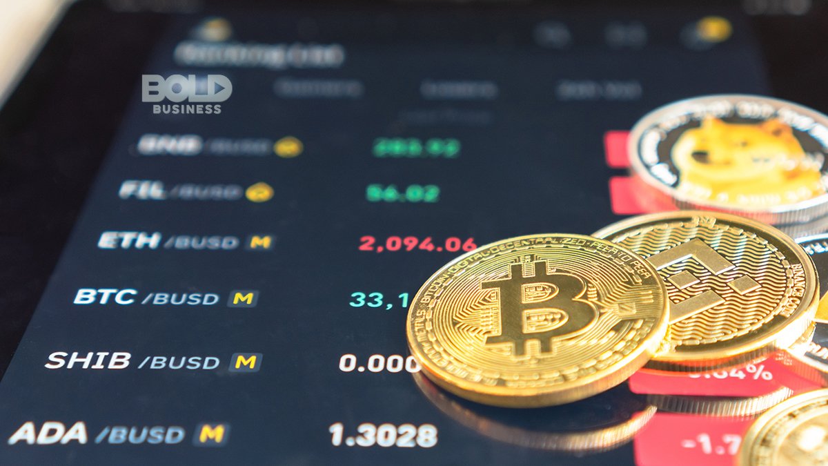 Some bitcoins lying on a screen