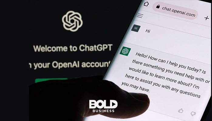 The ChatGPT artificial intelligence on a phone